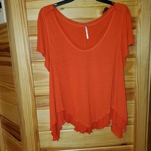 Free People Layered Raceback Design Oversized Flowy Top  XSmall